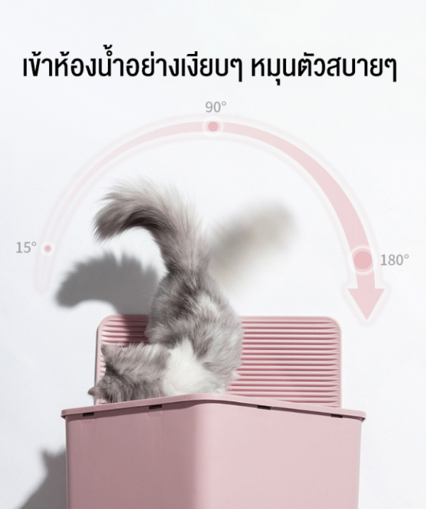 ห้องน้ำแมวสไตล์โมเดิร์น ห้องน้ำแมวรูปบ้าน กระบะทรายแมว ห้องน้ำแมวกำจัดกลิ่น เรซิน PP อย่างดี แข็งแรงทนทาน มีลิ้นชักซึ่ง - Image 2